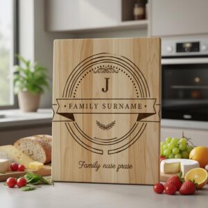 Family Crest Monogram Engraving File for Personalized Charcuterie Boards and Gifts