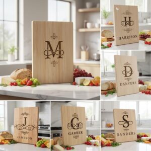 Floral Monogram Alphabet Engraving File for Charcuterie Board, Family Name Design