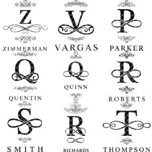 Floral Monogram Alphabet Engraving File for Charcuterie Board, Family Name Design