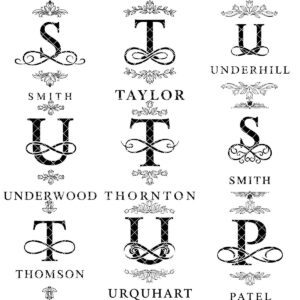 Floral Monogram Alphabet Engraving File for Charcuterie Board, Family Name Design