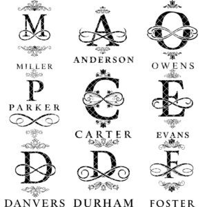 Floral Monogram Alphabet Engraving File for Charcuterie Board, Family Name Design
