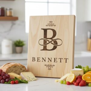 Floral Monogram Alphabet Engraving File for Charcuterie Board, Family Name Design