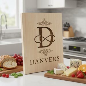 Floral Monogram Alphabet Engraving File for Charcuterie Board, Family Name Design