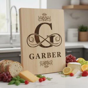 Floral Monogram Alphabet Engraving File for Charcuterie Board, Family Name Design