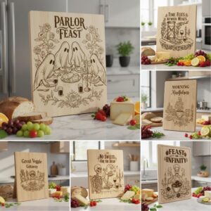 Funny Charcuterie Board Designs, Whimsical Vegetable Engraving, Humorous Kitchen Decor