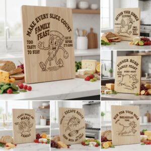 Funny Kitchen Engraving Bundle, Charcuterie Board Designs, Vintage Cartoon Humor