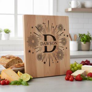Laser Engraving Alphabet Designs for Personalized Charcuterie Boards Family Names