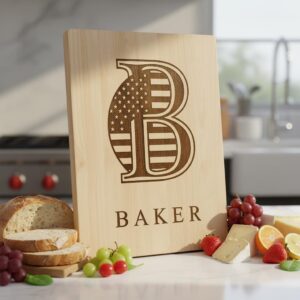Laser Engraving Alphabet File, Patriotic Monogram, Charcuterie Board Family Name