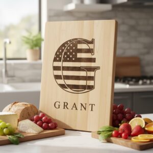 Laser Engraving Alphabet File, Patriotic Monogram, Charcuterie Board Family Name