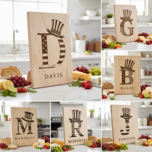 Laser Engraving File, Monogram Alphabet, Patriotic, Family Name, Charcuterie Board