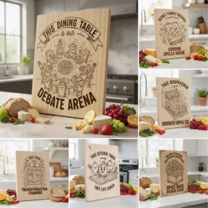 Magical Cookbook Engraving File, Vintage Charcuterie Board Designs Bundle, Whimsical Recipe