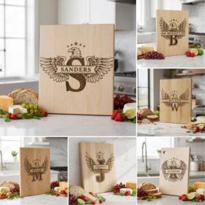 Monogram Alphabet Laser Engraving Designs, Charcuterie Board, Family Name Files