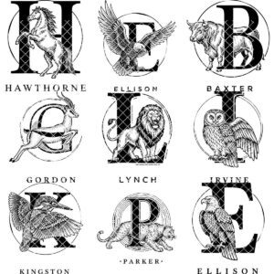Monogram Bundle for Charcuterie Boards, Vintage Animal Letters, Engraving Gift