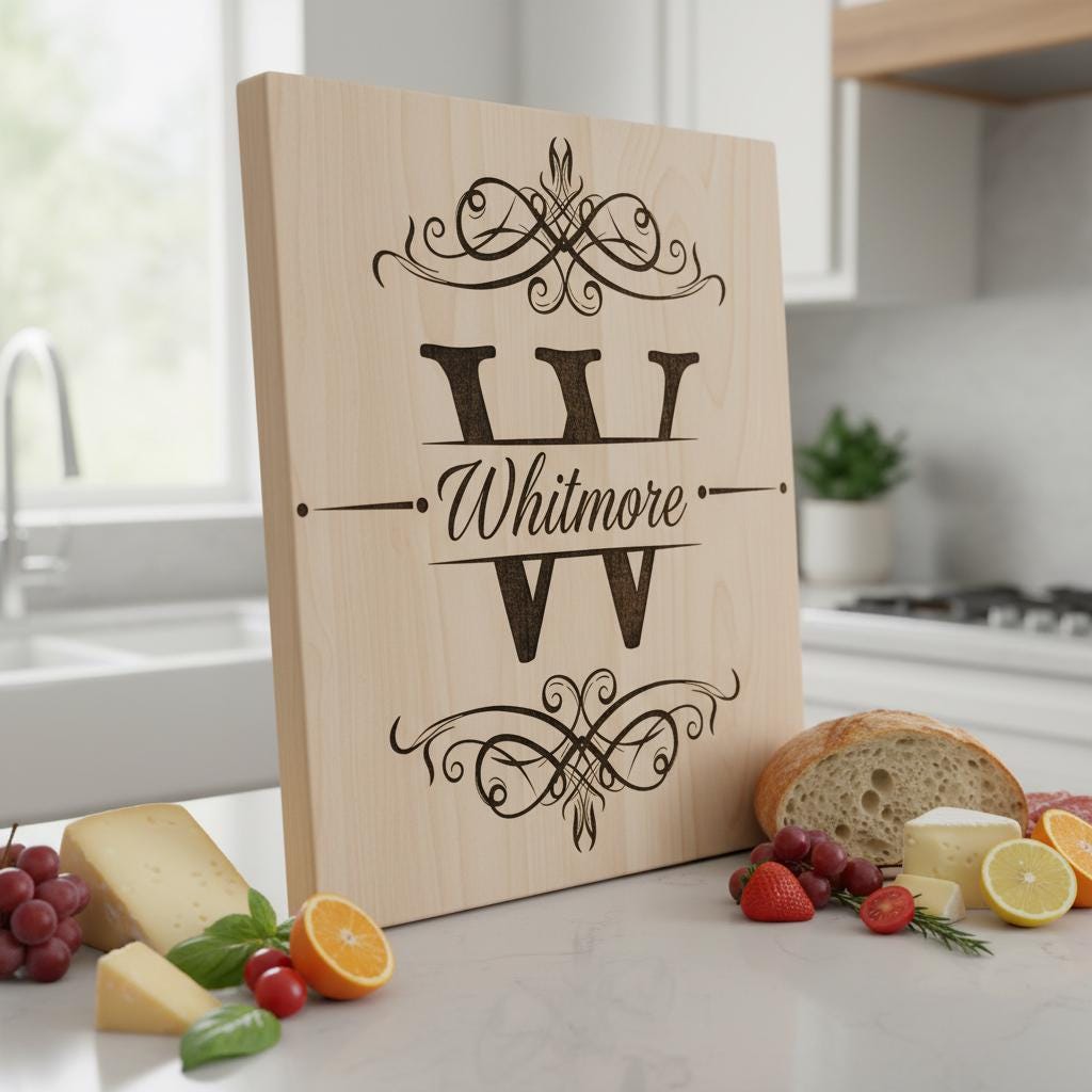 Disegni Monogramma per Taglieri di Salumi, 53 File di Incisione Alfabeto con Nome di Famiglia - immagine 8