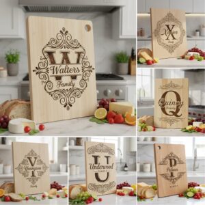 Monogram Engraving File for Charcuterie Boards, Custom Family Name Alphabet Designs