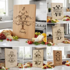 Monogram Engraving File for Farmhouse Charcuterie Boards, Personalized Alphabet Designs