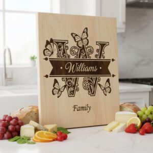 Monogram Family Name Charcuterie Board Designs, Engraving Files, Personalized Set