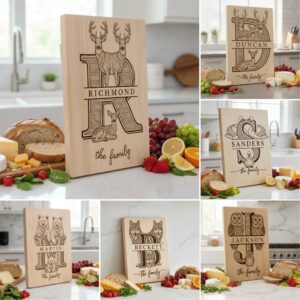 Monogram Family Sign Bundle, 53 Engraving Designs for Charcuterie Boards, Floral Animal Art