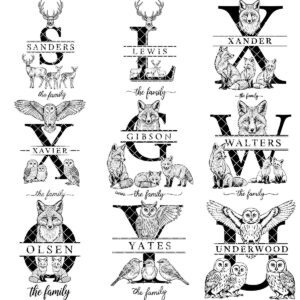 Monogram Farmhouse Charcuterie Engraving File, Family Name Alphabet Bundle