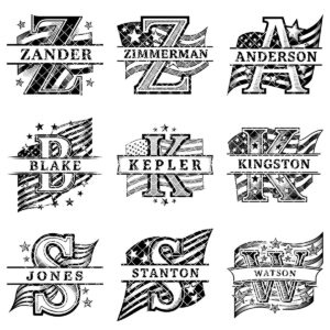 Patriotic Alphabet Laser Engraving Files, American Flag Charcuterie Board Designs