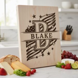 Patriotic Alphabet Laser Engraving Files, American Flag Charcuterie Board Designs