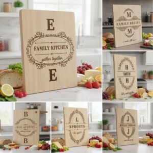 Vintage Charcuterie Board Designs, 52 Family Name Monogram Engraving Bundle