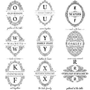 Vintage Charcuterie Board Designs, 52 Family Name Monogram Engraving Bundle