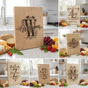 Vintage Monogram Engraving Designs, 52 Charcuterie Board Patterns for Family Names