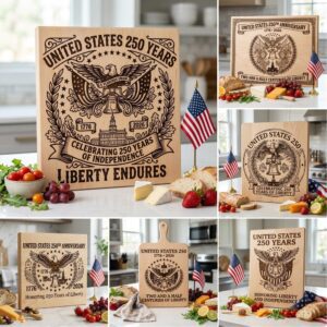 250th Anniversary Patriotic Engraving, Americana Chopping Board, US History