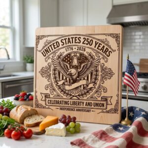 250th Anniversary Patriotic Engraving, Americana Chopping Board, US History
