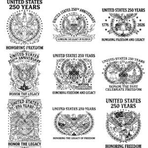 250th Anniversary Patriotic Engraving Designs, Americana, USA Board Laser File
