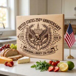 250th Anniversary Patriotic Laser Engraving Design, Historic Americana Board