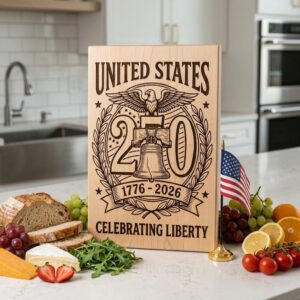 250th Anniversary Patriotic Laser Engraving Design, Historic Americana Board