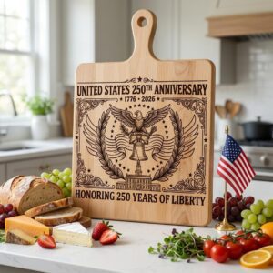 250th Anniversary Patriotic Laser Engraving Design, Historic Americana Board
