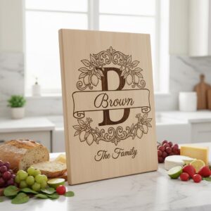 Chopping Board Laser Engraving File, Lemon Branch Monogram, Custom Family Name