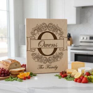 Chopping Board Laser Engraving File, Lemon Branch Monogram, Custom Family Name