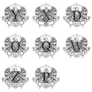 Eagle Crest Monogram Bundle, Heraldic Alphabet, Custom Family Name Art, Engraving File