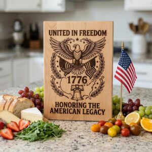 Eagle Flag Laurel Laser Engraving Design, 250th US Anniversary, Chopping Board