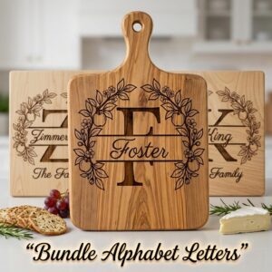 Family Crest Monogram Bundle, Apple Orchard Alphabet Engraving File, Custom Family Name