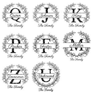 Family Crest Monogram Bundle, Apple Orchard Alphabet Engraving File, Custom Family Name