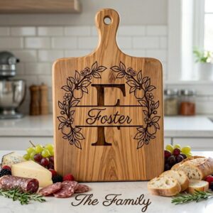 Family Crest Monogram Bundle, Apple Orchard Alphabet Engraving File, Custom Family Name