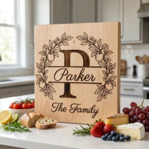 Family Crest Monogram Bundle, Apple Orchard Alphabet Engraving File, Custom Family Name