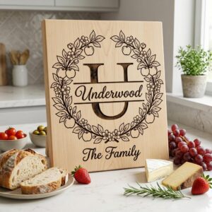 Family Crest Monogram Bundle, Apple Orchard Alphabet Engraving File, Custom Family Name