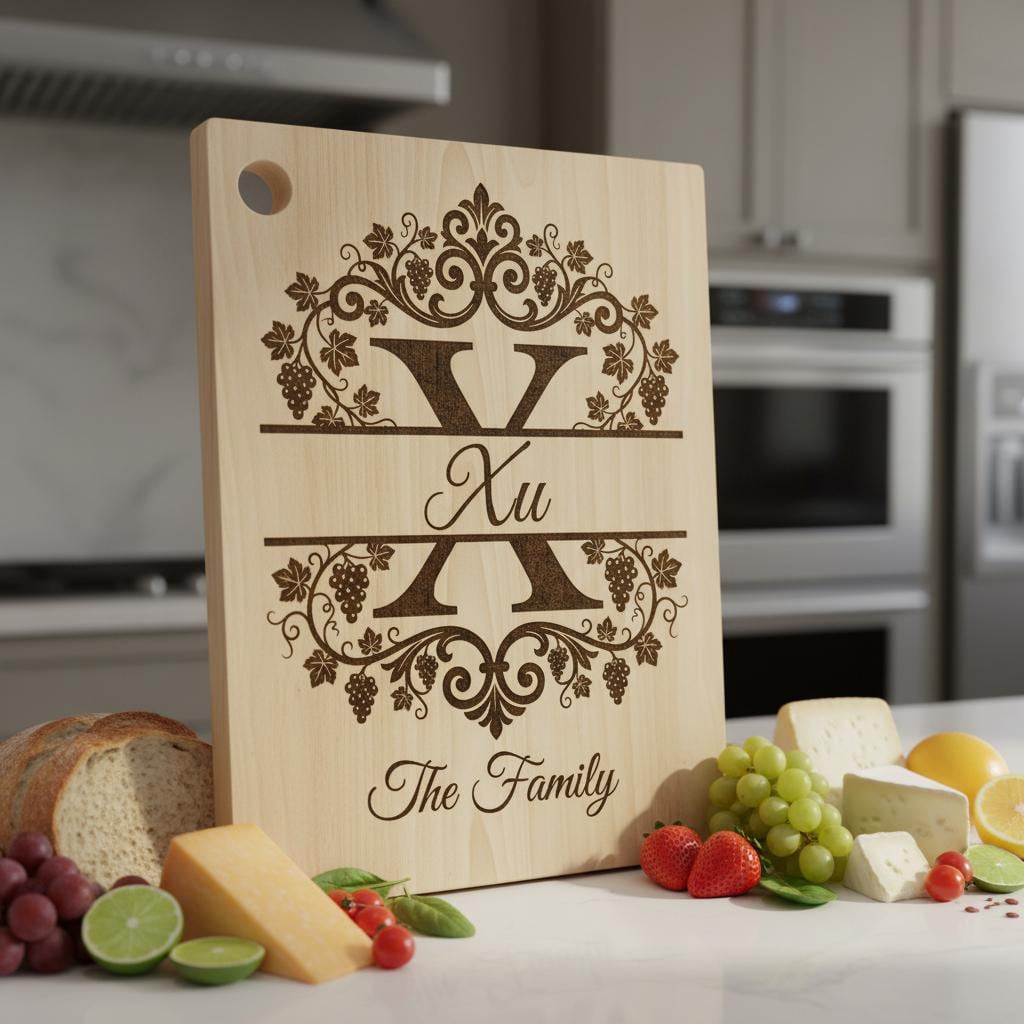 Familienwappen Monogramm-Paket, Weinreben-Alphabet Gravurdatei, Personalisiertes Geschenk – Bild 7