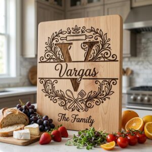 Family Name Kitchen Monogram Bundle, Engraving Design Files, Alphabet Set
