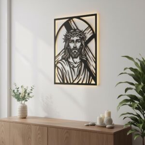 Jesus Carrying Cross Wall Art, Christian Laser File, CNC Design Bundle for Home Decor