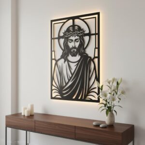 Jesus Wall Art Bundle, Christian Faith Silhouette, Religious CNC Laser File Download