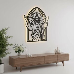 Jesus Wall Art, Religious Home Decor, Spiritual CNC Design, Faithful Arms Raised