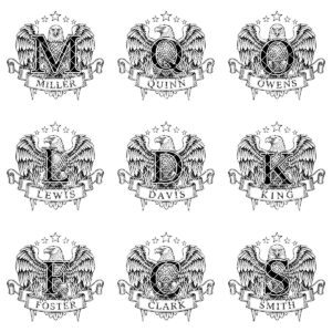 Monogram Bundle Animal Crest Family Name Vintage Engraving Charcuterie Art