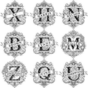 Monogram Bundle, Ornate Family Crest Engraving Designs, Custom Alphabet for Boards